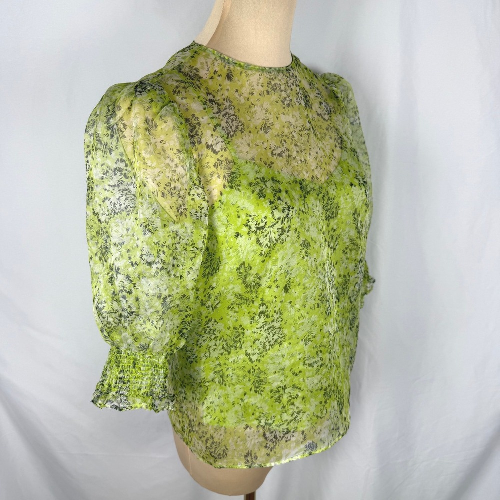 Cinq à Sept "Katerina" Dandelion Silk Organza Blouse & Camisole Set - Sz XS EUC - Picture 2 of 9